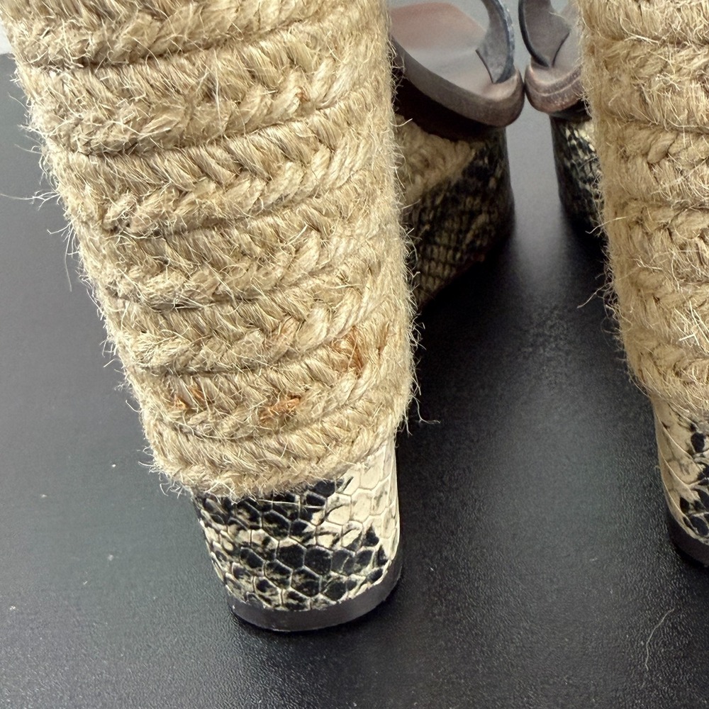 Tory Burch Sandals Womens 8.5M Brown Snakeskin Espadrille Wedge Heels Casual Fun - Picture 11 of 16